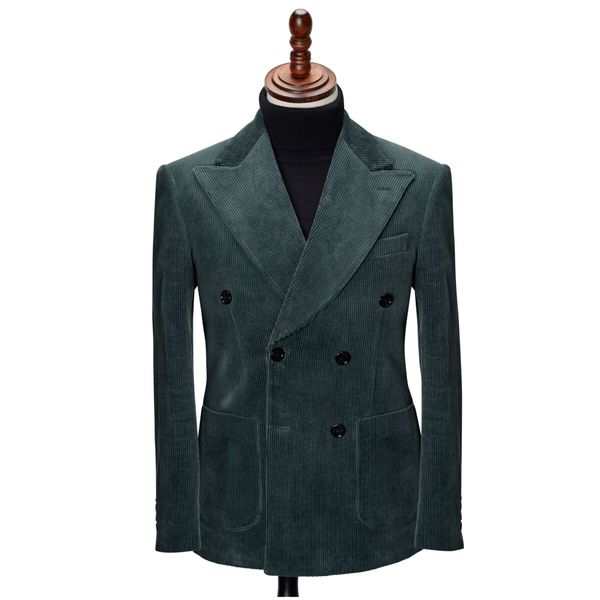 

hunter green blazer formal men suits peaked lapel outfit custom made two piece jacket pants groom tuxedos, Black;gray