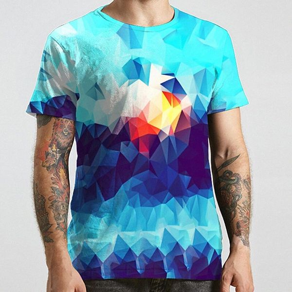 

men's tee t shirt 3d print graphic prints geometry plus size round neck casual daily print short sleeve basic designer big and tall bl, White;black