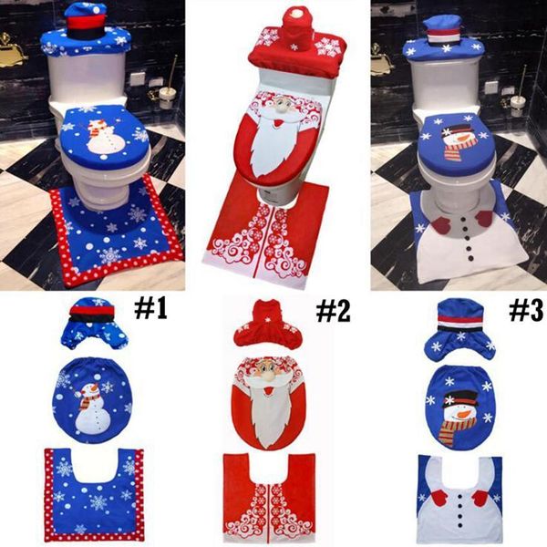 

factoryrdf5happy covers 3pcs/set seat rug santa set toilet decoration christmas creative bathroom accessorie ljj_oa7161