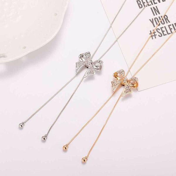 

chains necklace jewelry fashion long bow style for ladies decorations, Silver