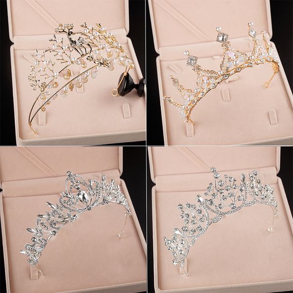 

корейский свадебный головной убор 2020 новых платье серебряных аксессуаров свадьба кристалл бисер принцесса золотая короны, Silver