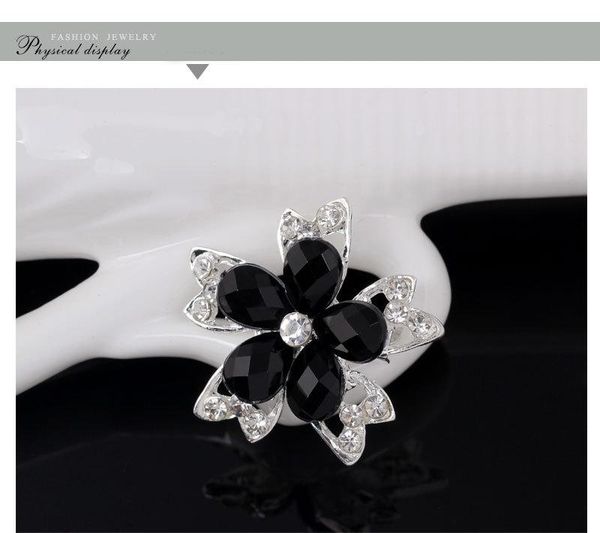 

brooches for women silver plated clear prom beautifully bridesmaid flower brooch pins jewelry gift crystal rhinestone brooches, Gray