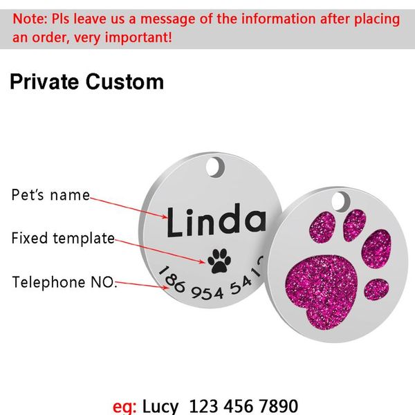 

glitter paw pet dog id tags personalized stainless steel id tag anti-lost for puppy cat custom engraved name collar acc bbypmy