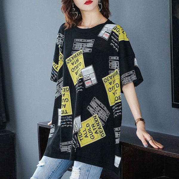 

ruzbh medium and long dress size large women's t-shirtdress t-shirt short mm mother's summer t-shirt european fat middle-aged larg, White