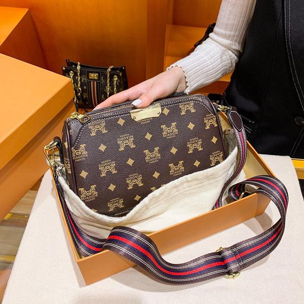 

fashion female bag 2020 spring and summer new retro print cross-body small square bag mother wide webbing shoulder
