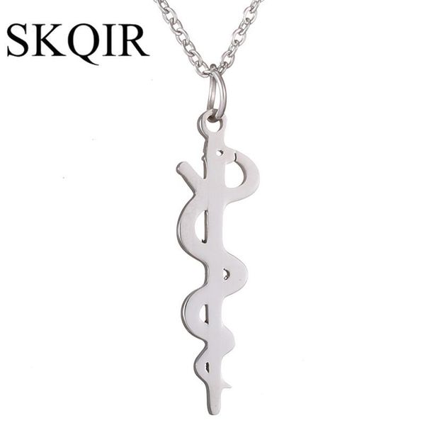 

подвеска доктор choker bijoux мужчины прохладный colar стик ожерелье nurse женщины подарков snake chain кадуцей медицинские ювелирные издели, Silver