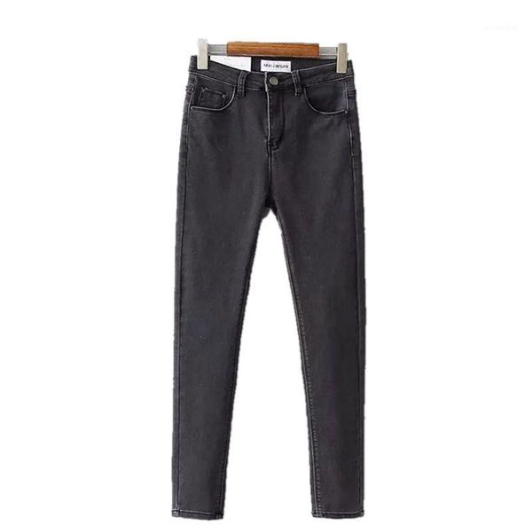 

spring autumn winter cotton stretch pencil pants high waisted jeans skinny jeans woman black1, Blue