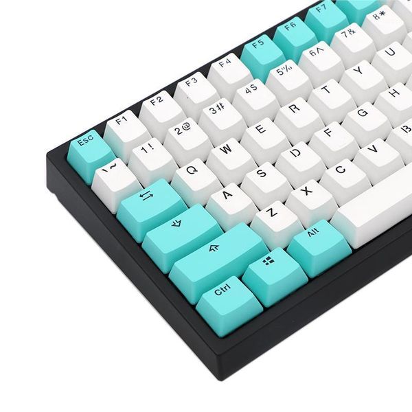 

keypro green white doublespbt keycaps printed 61/68/84/87/104/122keys for cherry mx switches of mechanical keyboard1