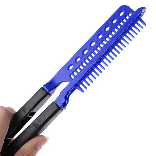 

1pc v type folding hair straightener comb diy salon styling tool blue sa wmtfcm, Silver