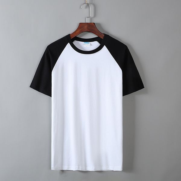 

parent child wear combed cotton cvc advertising shirt shoulder inserted men's t-shirt children's round neck vest custom printing, White;black