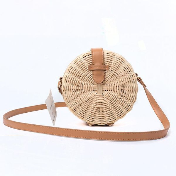 

2020 summer handmade straw round crossbody bag for women