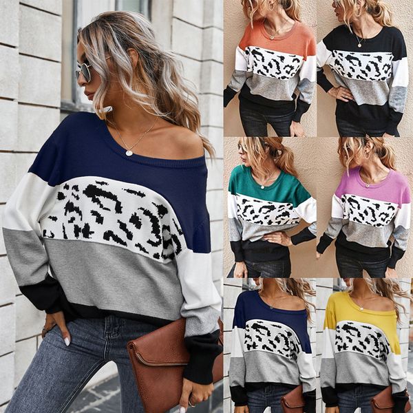 

trendy streetwear long sleeve patchwork femme round neck daily comfy pullovers knit sweater women baggy vestidos mujer d30, White;black