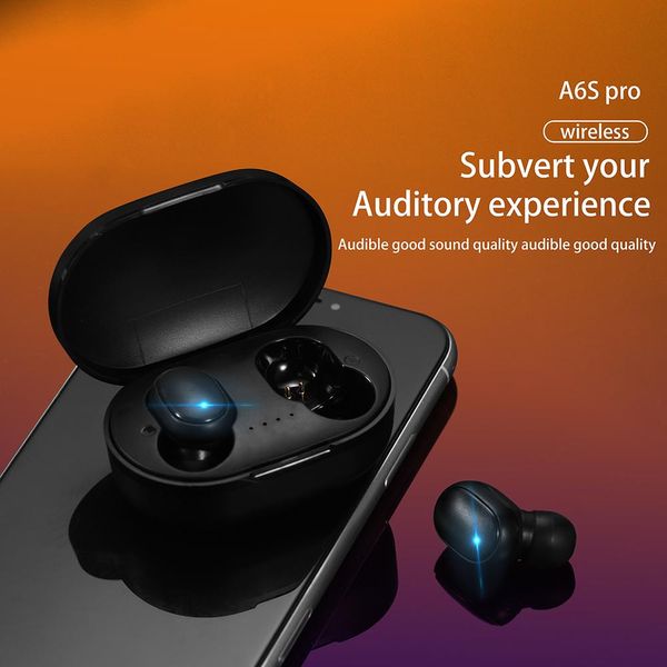 Original A6S TWS Bluetooth-Kopfhörer Kopfhörer BT 5.0 Wireless Earbuds Life Waterproof Großhandel Muti Color Earbuts Headset mit Mikrofon für alle Smartphones bereit Lagerbestände