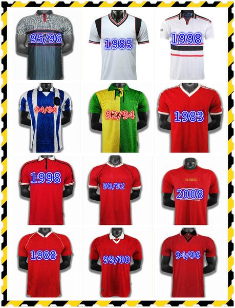 

cantona 1994 1996 beckham scholes keane giggs away retro soccer jersey 94 95 96 ince irwin cole hughes vintage classic football shirt, Black;yellow