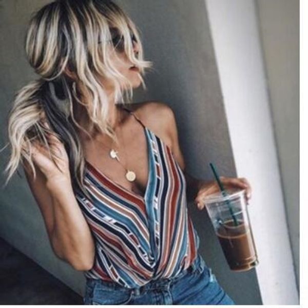 

spring and summer camisole women's new suspender v-neck striped spring and summer camisole vest women's new suspender v-neck strip, White