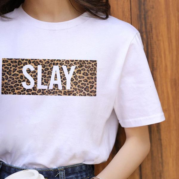 

leopard harajuku slay fashion t shirt women ullzang 90s graphic grunge t-shirt vintage casual tshirt korea style tee female, White