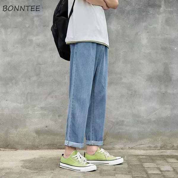 

men wide leg jeans baggy denim plus size 5xl casual fashion all-match lightweight summer all-match solid loose korean chic male1, Blue