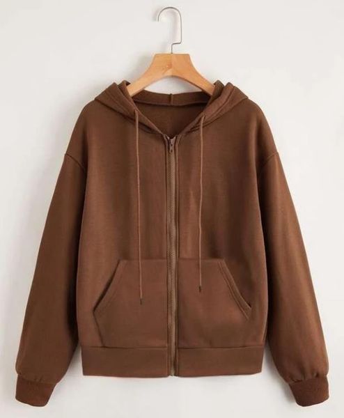 

fall/winter fashion casual zip drawstring hooded cardigan jacket, Black;brown