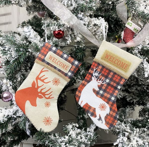 Die neuesten kleinen 18,5 cm großen Santa-Süßigkeitssocken, Vliesmaterial, Weihnachtssocken-Tasche, Weihnachtssüßigkeit-Geschenksocken, kostenloser Versand