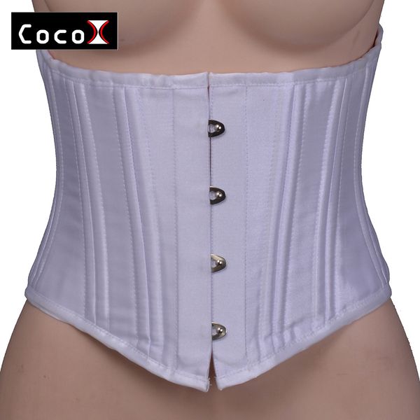 

short adjustable clip waist seal double steel satin body shaping corset, Gray
