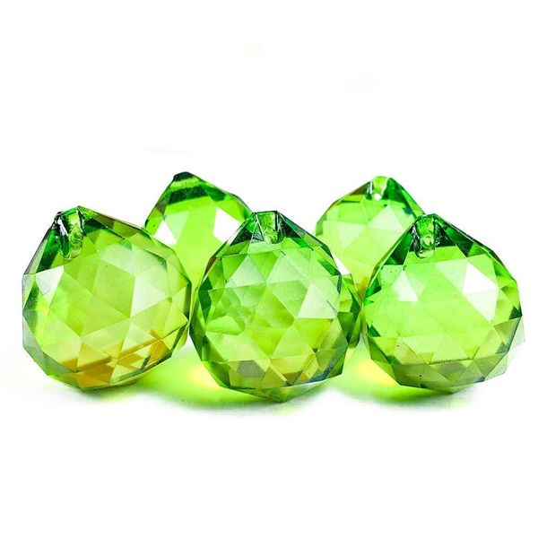 

5pcs 30mm green crystal suncatcher chandelier pendant faceted balls glass prism balls rainbow maker for home wedding decoration h bbypyz