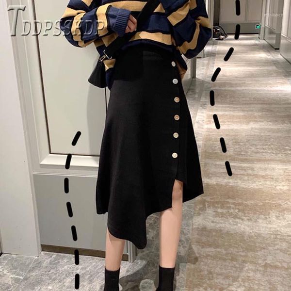 

2020 new design irregular women skirt korean high waist slim female skirts1, Black