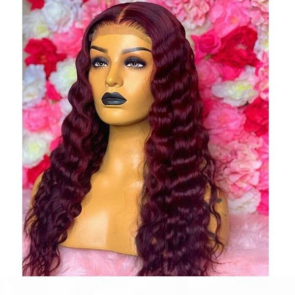 

pre plucked deep wave 99j 360 lace front human hair wigs for black women 150density glueless full lace wigs with bleached knots