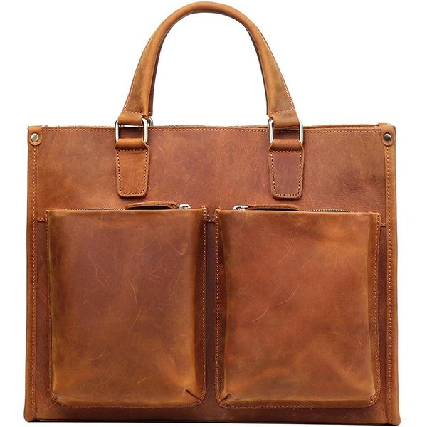 

briefcases vintage leather men handbag male lapbag briefcase computer shoulder crossbody travel bags brown crazy horse big