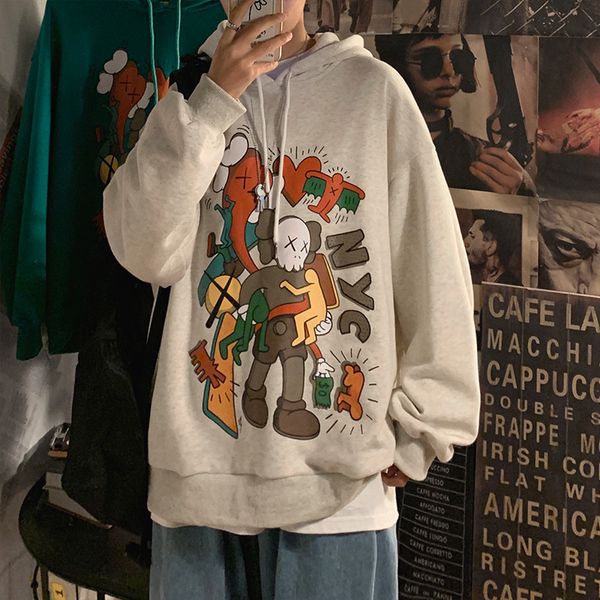 

new hip-hop 2021 male hoodie autumn clothes loose joker long sport bf jacket in harbor wind vs01, Black