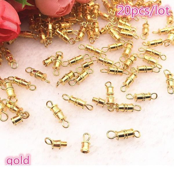 

new 20pcs/lot copper screw thread buckle clasps cylinder metal tone diy necklace bracelet connectors jewelry supplies qylsaq
