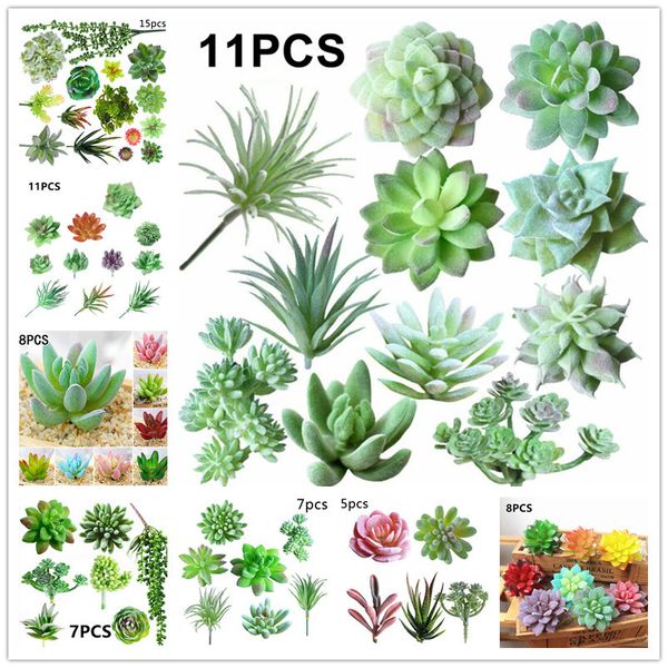 

11 pcs/set simulation artificial cactus succulent flower plant vivid creative home decor artificial flower wedding party bedroom 1029