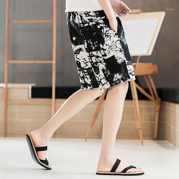 

korean striped summer shorts casual loose plus size beach shorts men streetwear cotton printed fashion ropa hombre eg50cs1, White;black
