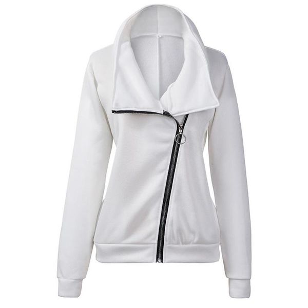 

missky new women coat autumn winter zipper high neck casual sweater jacket pure color with plus size female clothes, Black;brown