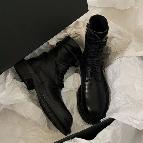 

boots cross-tied microfiber mid calf for women classics round toe solid autumn zip low square heel winter ladies shoes1, Black