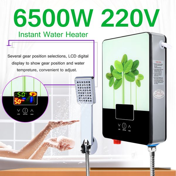 

6500w water heater electric water boiler 220v tankless instant boiler bathroom shower set thermostat intelligent calorifier free