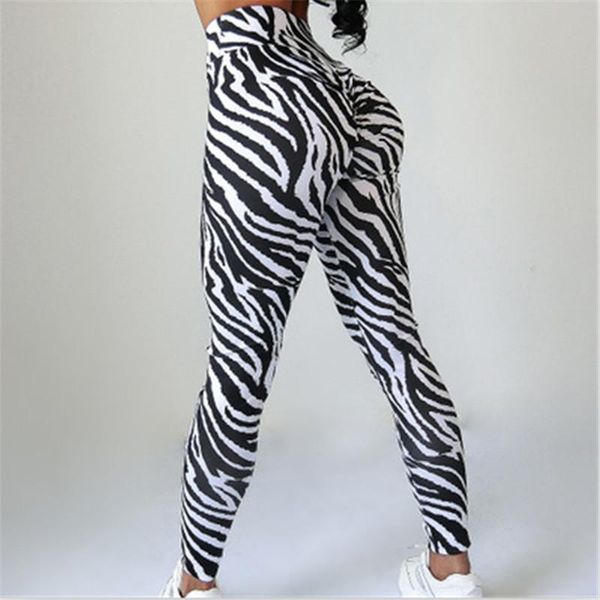 

women's high waist yoga pants tight trousers fashion new ladies stretch thin yoga zebra print pants fitness running, White;red