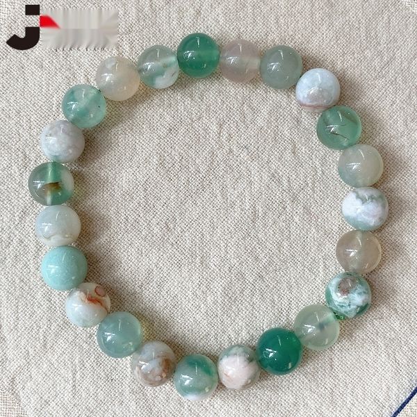 

nhy9f jingyao green crystal agate women's jewelry bracelet bracelet bracelet8mm ice chalcedony floating flower ocean seed hand string c, Golden;silver