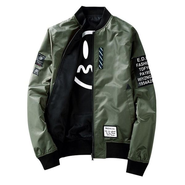 

army 2020 new green spring jacket men bomber jacket mens coat casual both sides wear men's jackets baseball clothing, Black;brown
