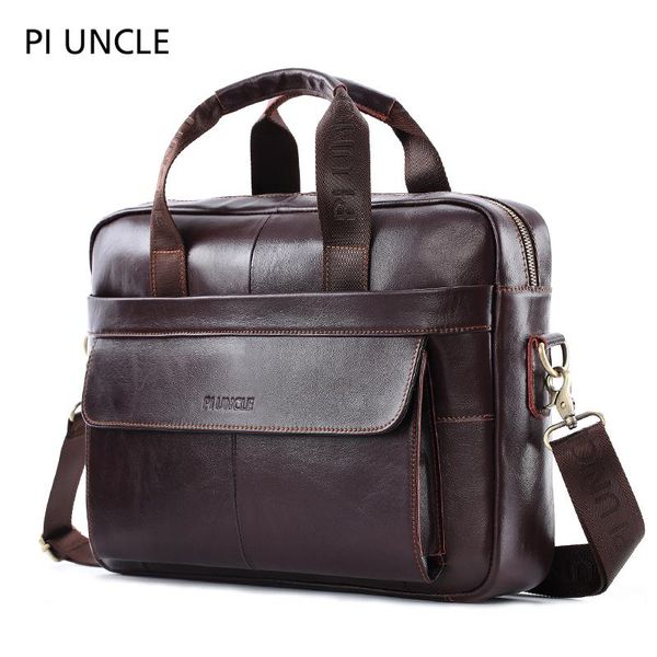 

piuncle brand new genuine leather designer men briefcase business big handbag computer bag lapshoulder bag office trend 2020