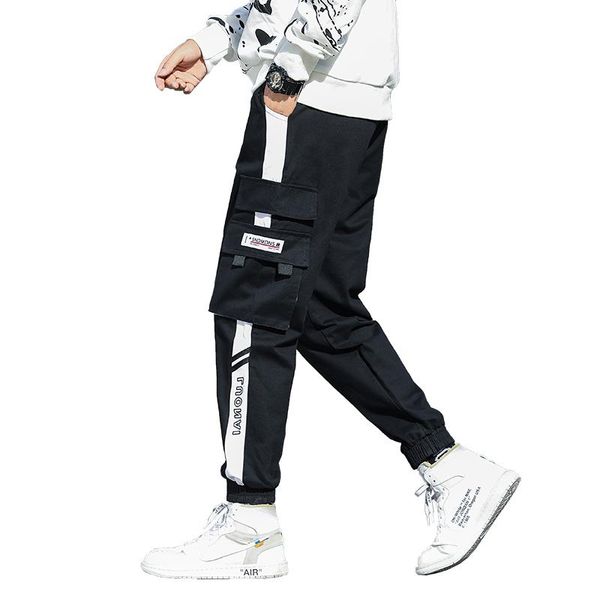 

большой карман для мужчин штаны streetwear отдых hip hop беговых брюки мужского высокого качества 2020 нового sweatpants мужских брюк, Black
