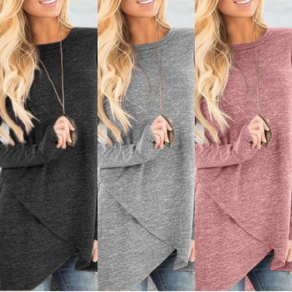 

2019 women's irregular coat hem satin stripe 2019 women's irregular cross coat t-shirt hem satin cross stripe t-shirt 98bqg, White