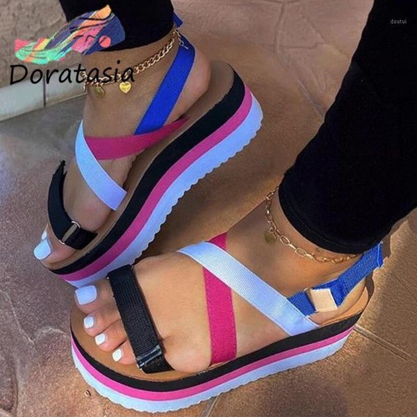 

sandals doratasia comfy trendy flat platform shoes summer casual wedges women est mixed-color ins sandals1, Black