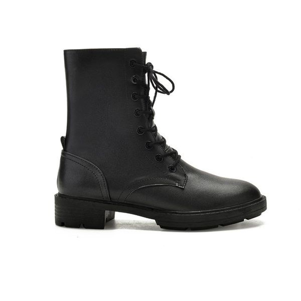 

martin boots zarajl female qiu dong with england wind show thin flat boots comfortable joker motorcycle, Black