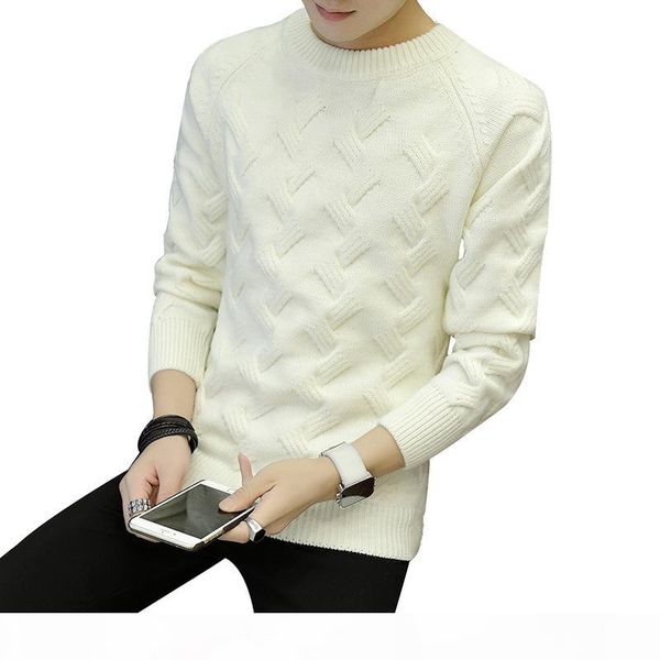 

black white thick sweater long leeve for men solid loose fashion sweater knitted japan style mens designer, White;black