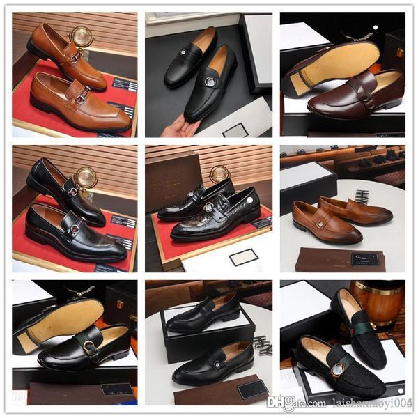 

24 style luxury men genuine italian wingtips leather shoes designer pointed toe lace-up oxfords dress brogues wedding party business shoes, Black