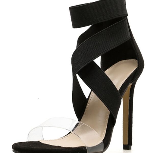 

2021 new europe and america-cross rubber belt high-heeled shoes with women's sandals aal1, Black