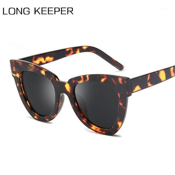 

longkeeper fashion cat eye sunglasses women brand designer vintage black leopard sun glasses female uv4001, White;black