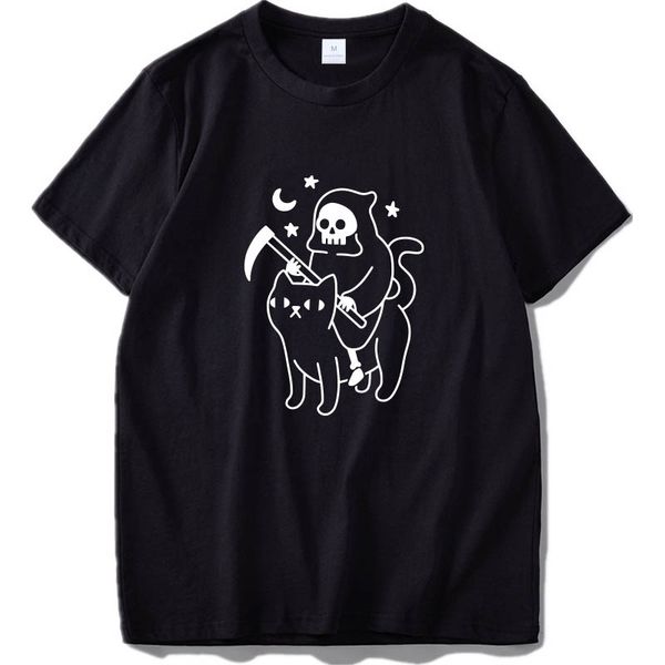 

cat дух тенниска horror halloween gifts мужчины высокого качества мягкий короткий рукав тенниска мужчины женщины топы tee спорта с капюшоном