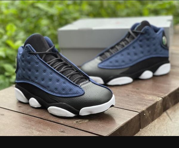 

13 brave blue men basketball shoes carbon fibe 13s navy black-white-university blue outdoor sneakers sports dj5982-400 with box size us 7-13