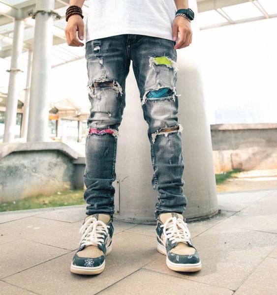 

men's jeans bk101069 fashion 2021 runway european design party style clothing, Blue